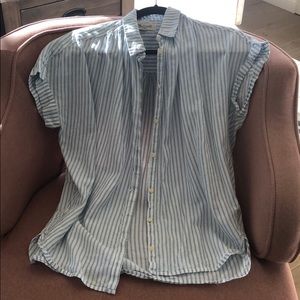 Madewell short sleeve button up with blue stripes